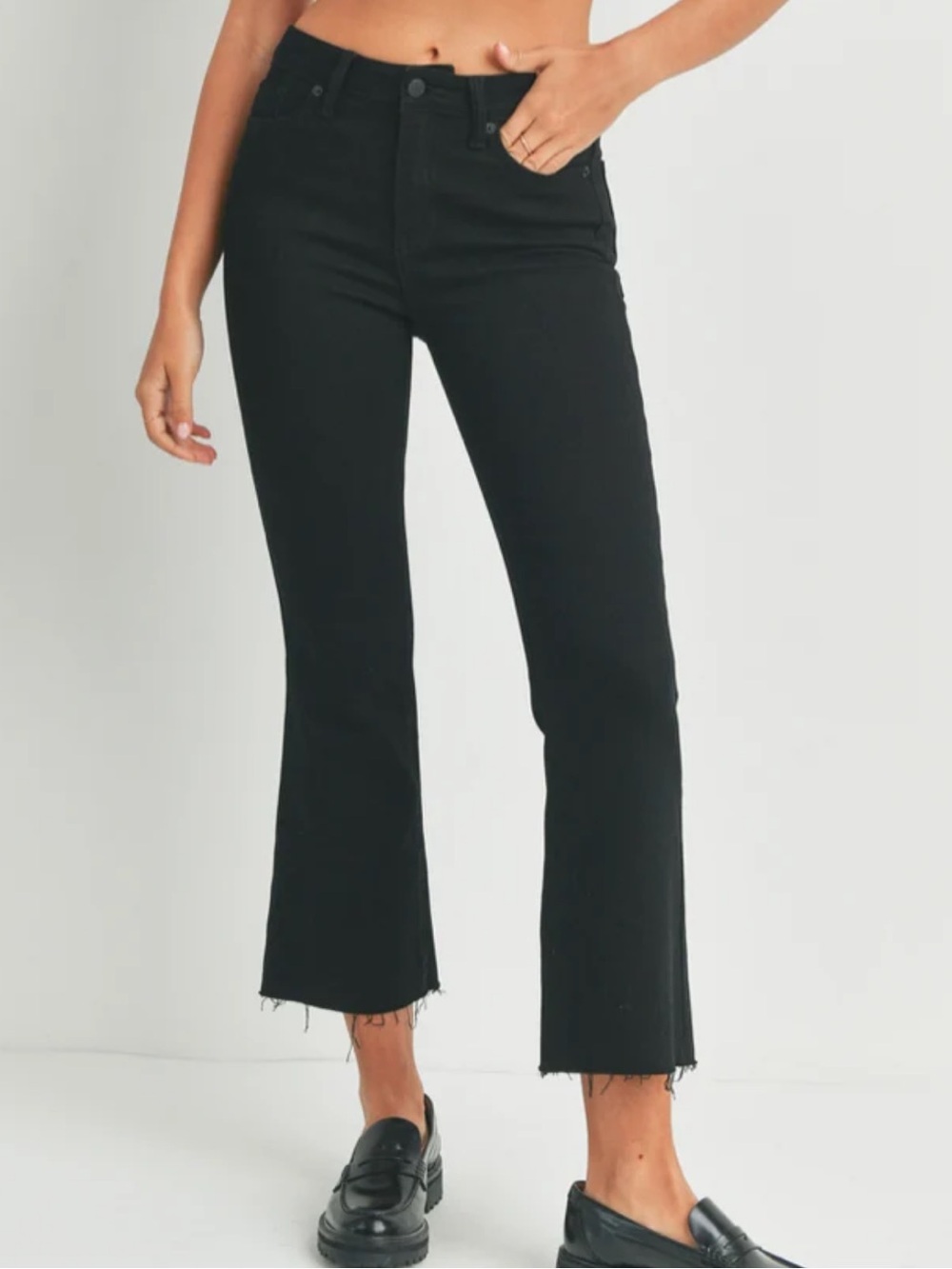 Etienne Marcel Classic Black Crop Flare Jeans